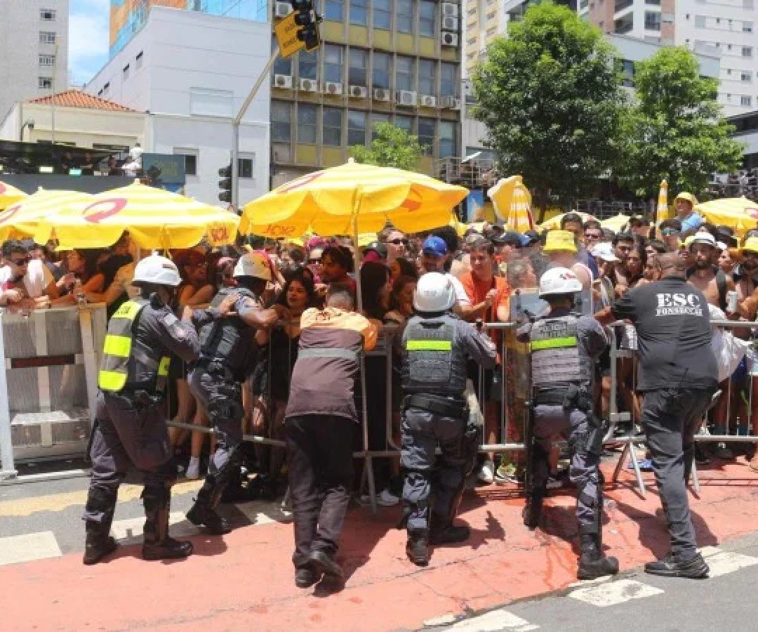 Superlotado, Bloco Skol teve conflito com a PM e casos de mal-estar -  (crédito: FELIPE MARQUES/ESTADÃO CONTEÚDO)