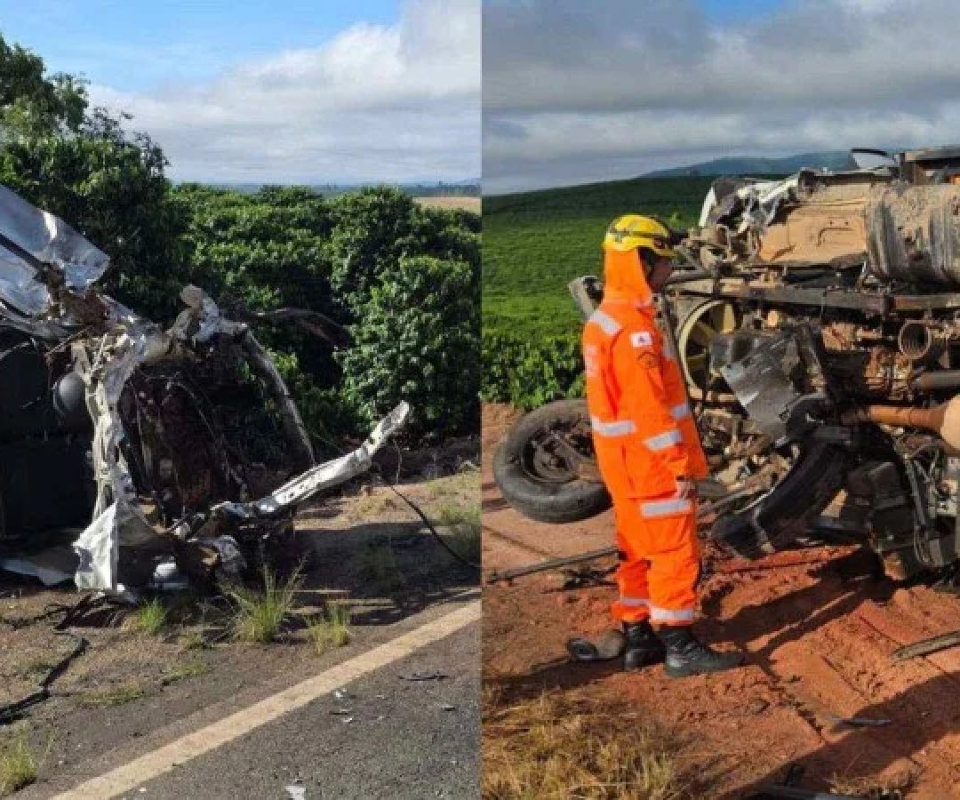 Acidente mobilizou bombeiros de Alfenas na manhã deste sábado (4/4) -  (crédito: Divulgação/Corpo de Bombeiros)