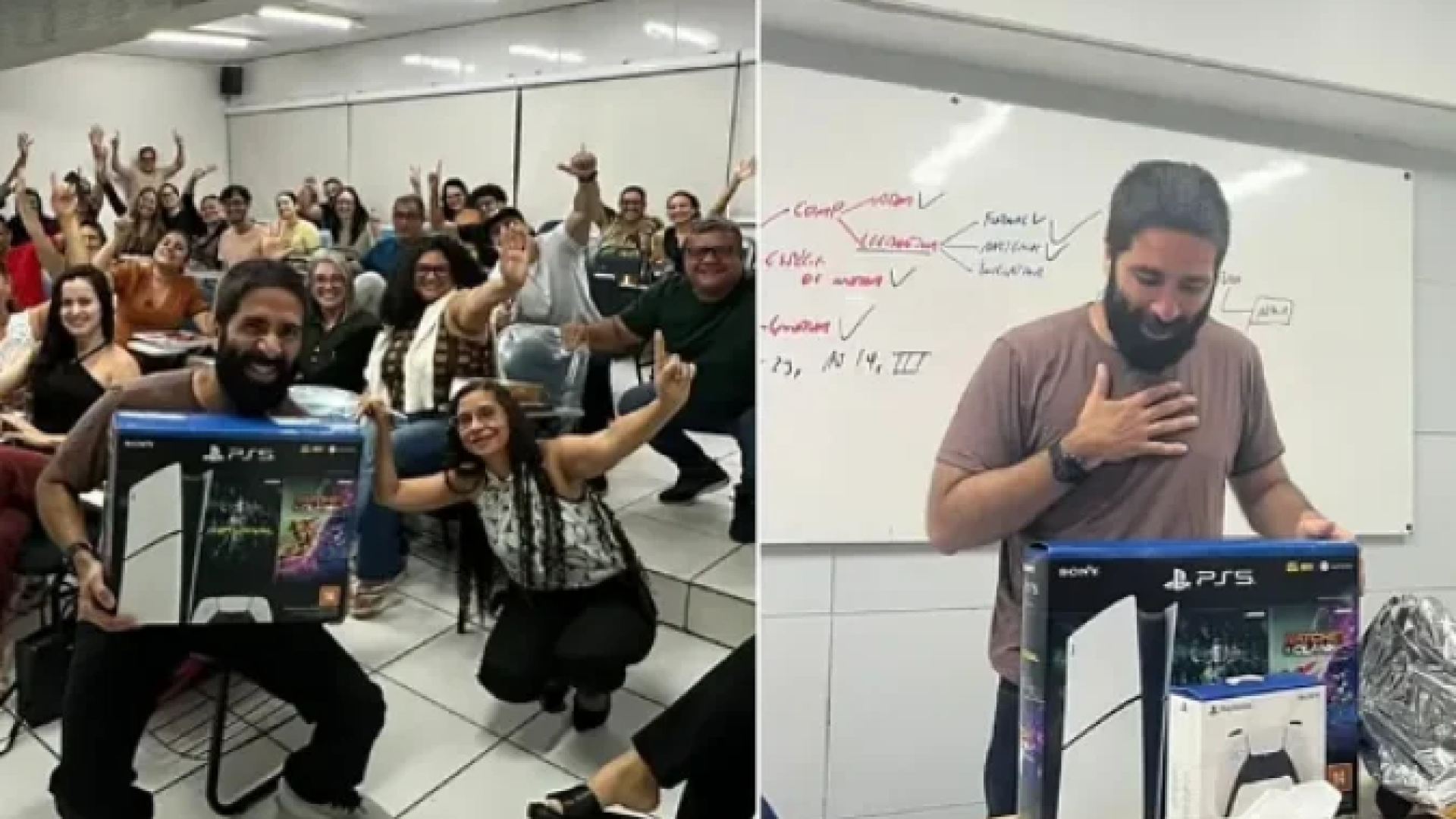 Em contato com o Correio, Vasconcelos explicou que a surpresa só foi possível graças a uma vaquinha feita por alunos e ex-alunos -  (crédito: Reprodução / Instagram / @amodireito)