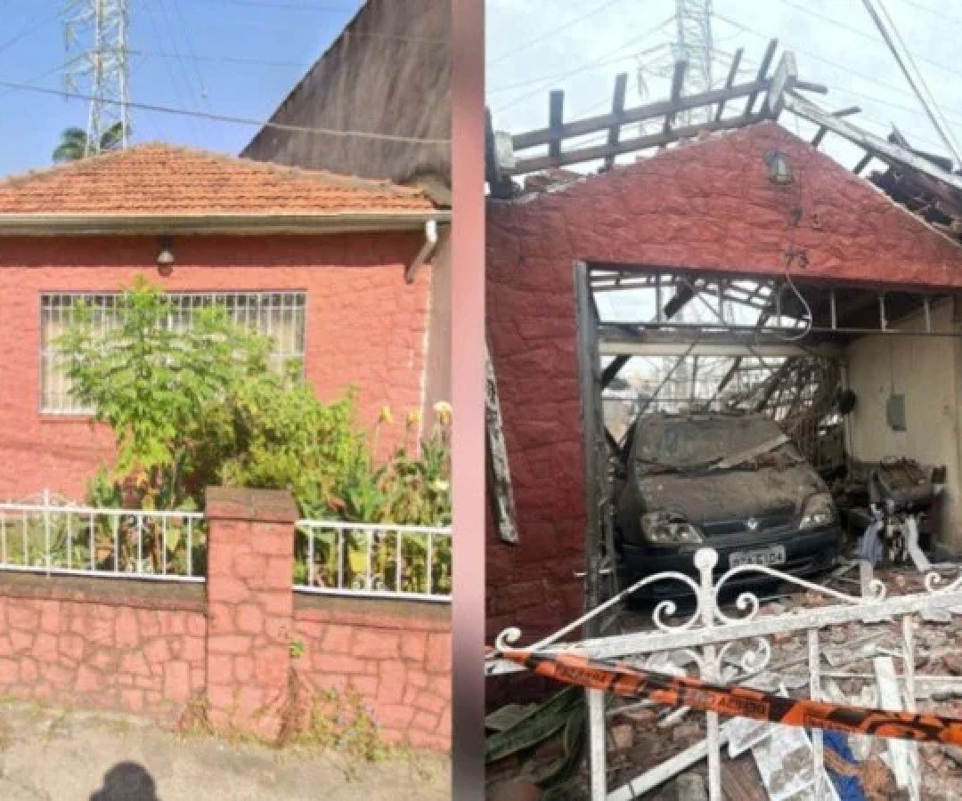 Antes e depois da casa que explodiu em São Paulo -  (crédito: Reprodução/ Redes Sociais)