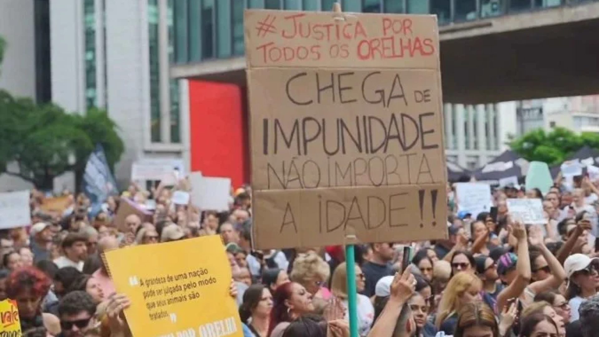 Em SP, população se reuniu na Avenida Paulista. Manifestantes cobraram punições severas aos suspeitos -  (crédito: Reprodução/redes sociais)