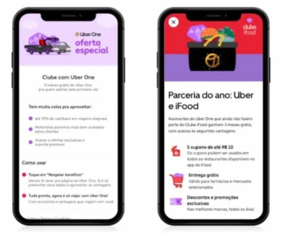 Uber e iFood iniciam a integração nos aplicativos -  (crédito: Reprodução/Ifood)