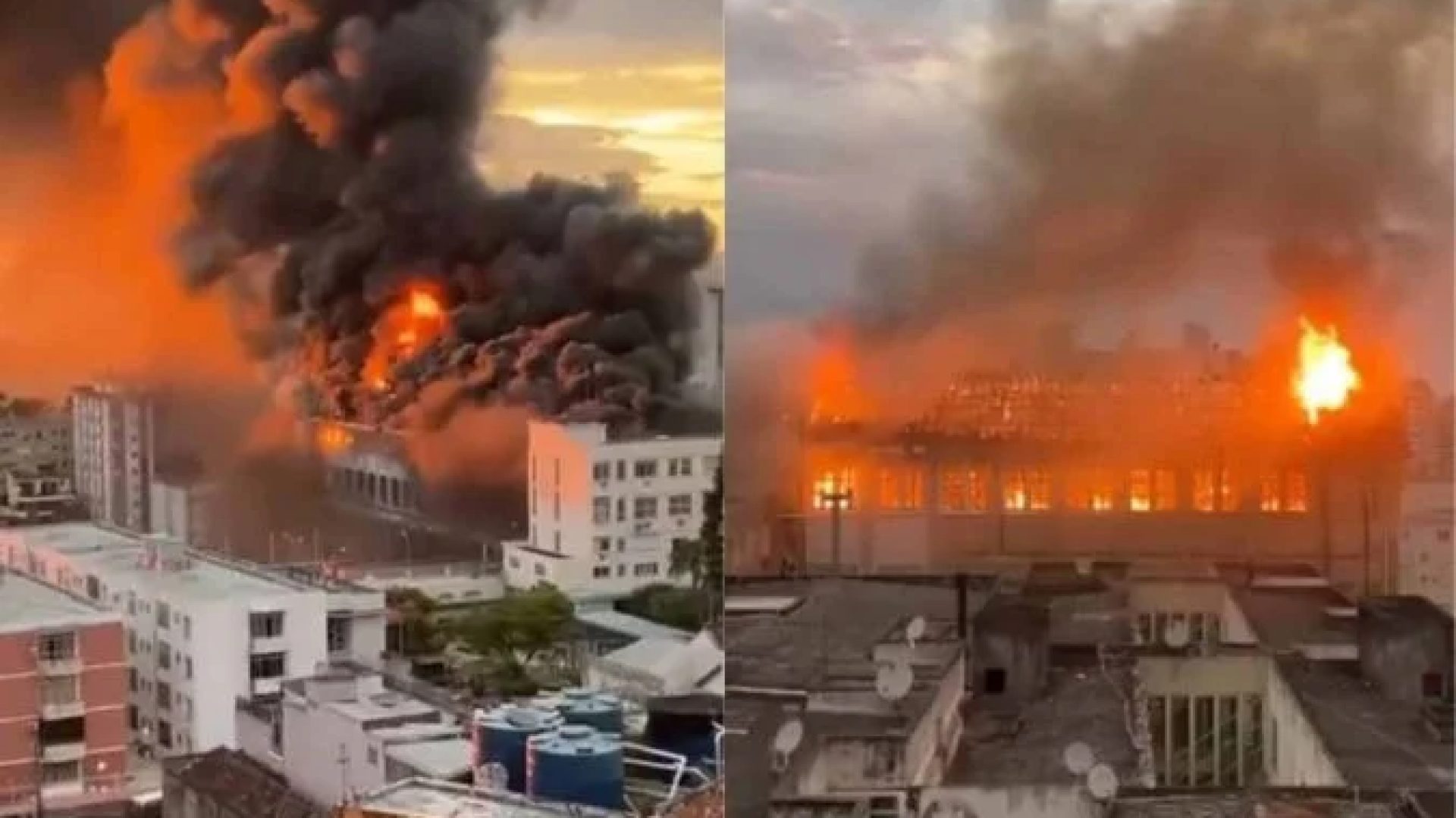 Incêndio de grandes proporções tomou o prédio do Colégio Marista de Santa Maria (RS). -  (crédito: Reprodução/Instagram @pimenta13br)