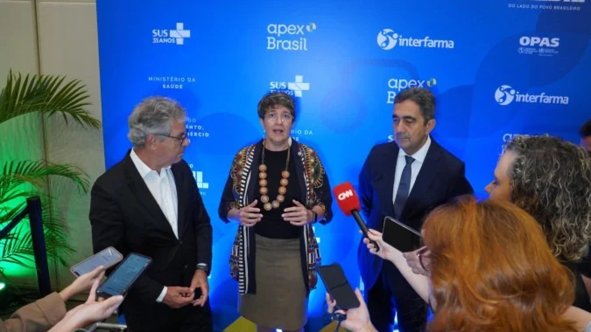 A declaração foi durante uma coletiva de imprensa em um evento onde ocorreu a assinatura de um acordo entre o Ministerío da Saúde, o Instituto Butantan e a farmacêutica MDS para a produção nacional do imunoterápico pembrolizumabe -  (crédito: Reprodução/ Guilherme Santana/MS)