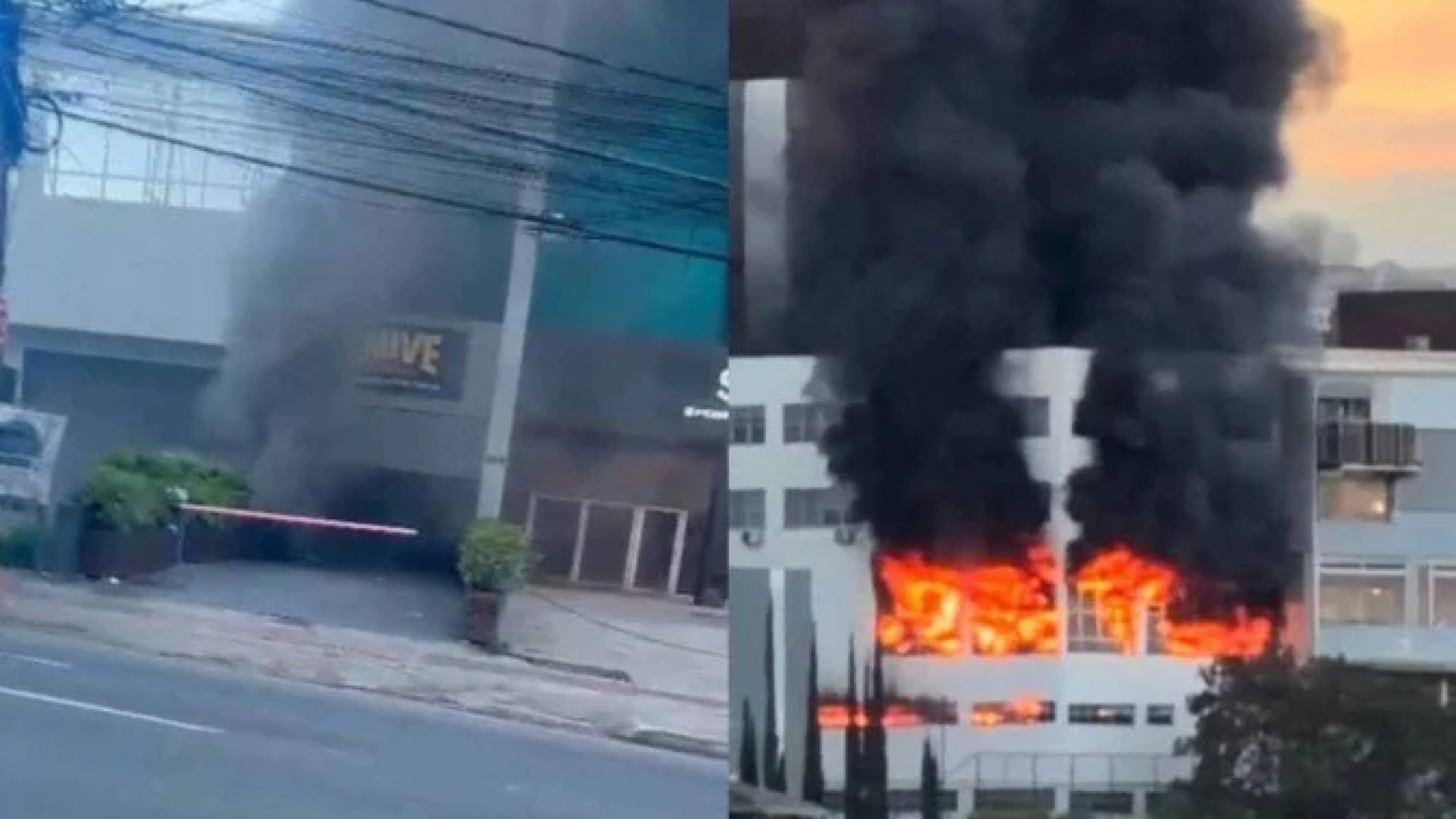 Coluna de fumaça provocada pelo incêndio pode ser vista em bairros distantes ao prédio -  (crédito: Reprodução/Redes sociais)