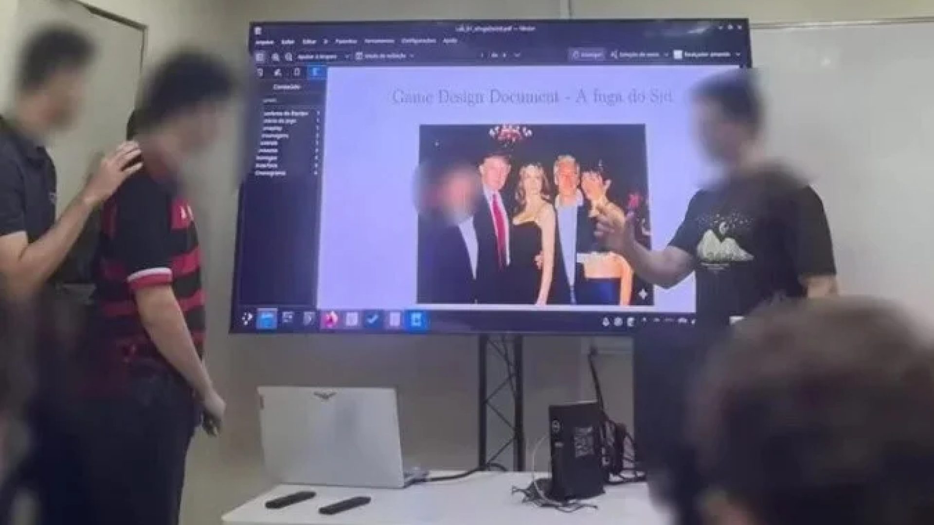Estudantes do ITA apresentaram em sala de aula projeto de jogo eletrônico em que adolescente é sequestrada e mantida em uma ilha por seis homens -  (crédito: Reprodução)
