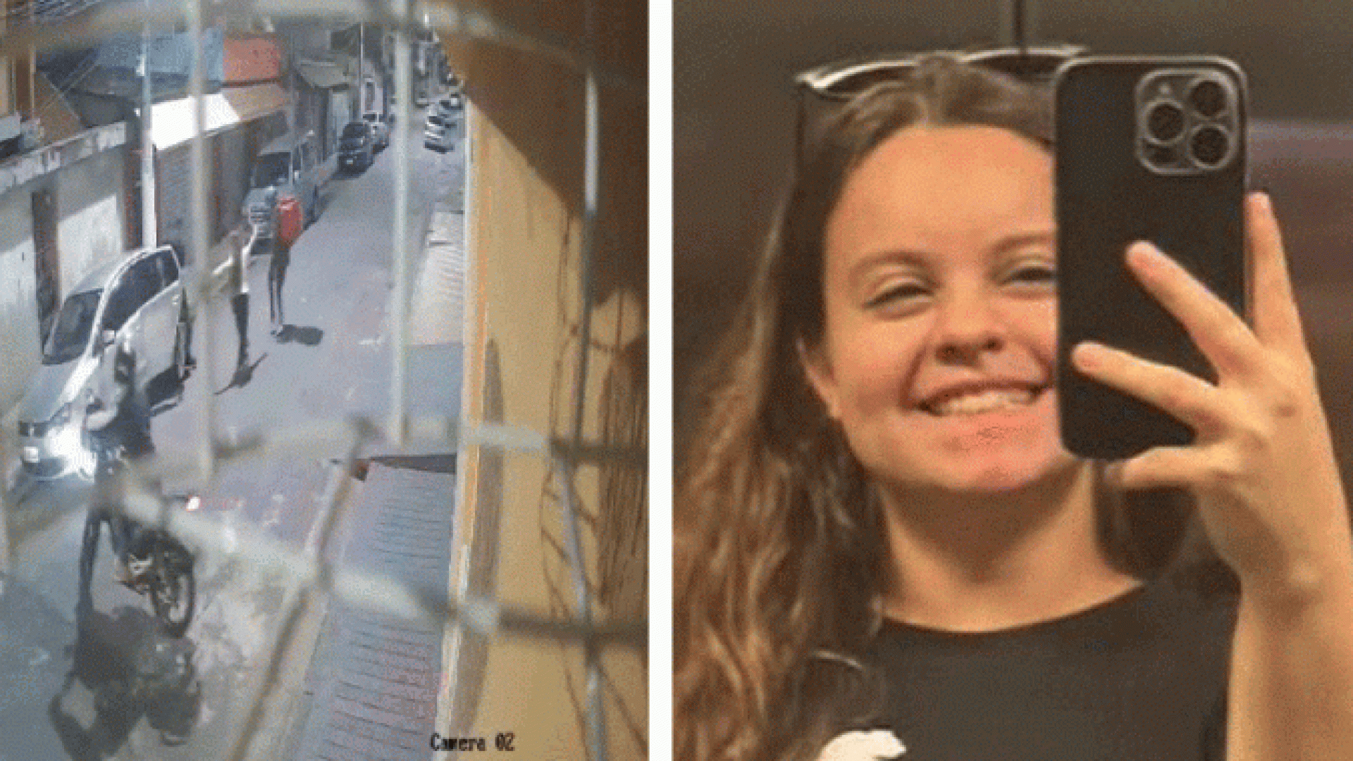 Beatriz Munhos morreu após jogar spray de pimenta na direção de um dos criminosos, como mostra a imagem da câmera de segurança da rua. -  (crédito: Reprodução/Redes sociais e arquivo pessoal)
