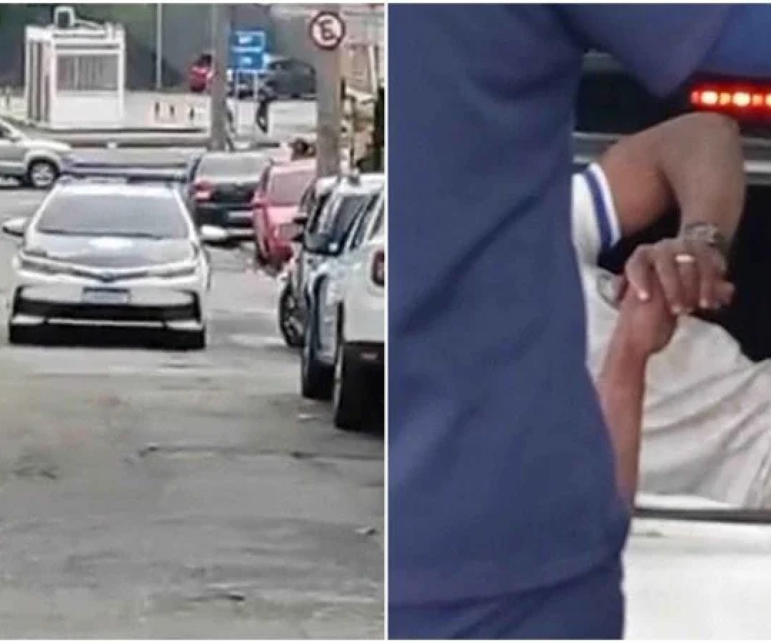 A Rádio Tupi, que integra o grupo Diários Associados, flagrou o momento em que uma das pessoas baleadas chegou ao hospital no porta-malas de um carro da Polícia Civil -  (crédito: Cyro Neves/Super Rádio Tupi)