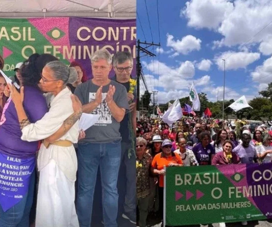 Autoridades e familiares participaram do ato na Marginal Tietê, lembrando Tainara Souza Santos -  (crédito: Reprodução / Instagram )