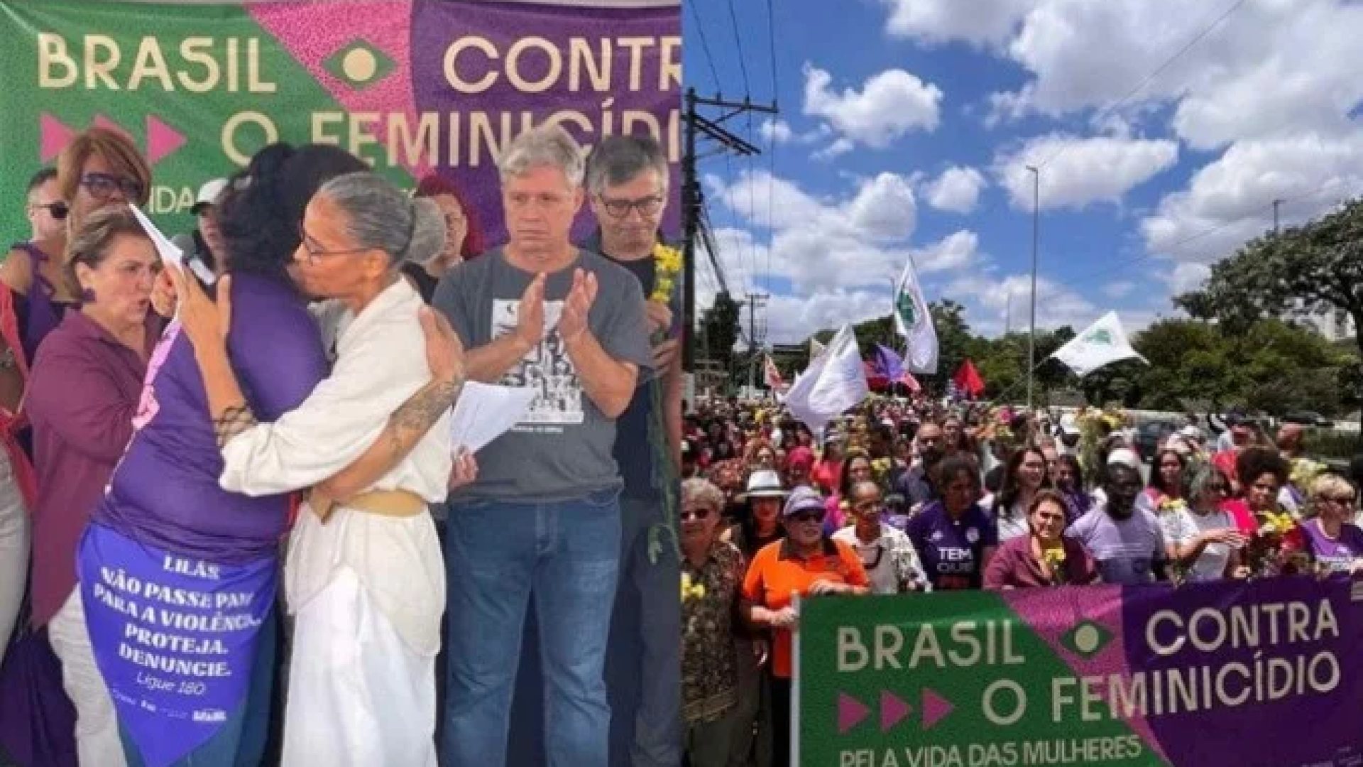 Autoridades e familiares participaram do ato na Marginal Tietê, lembrando Tainara Souza Santos -  (crédito: Reprodução / Instagram )