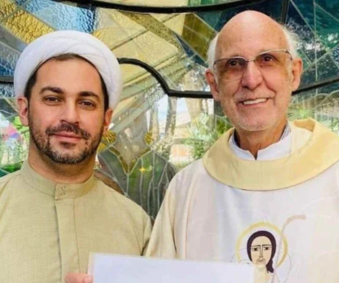Sheik muçulmano Rodrigo Jalloul e o padre Júlio Lancelotti -  (crédito: Redes sociais / reprodução)