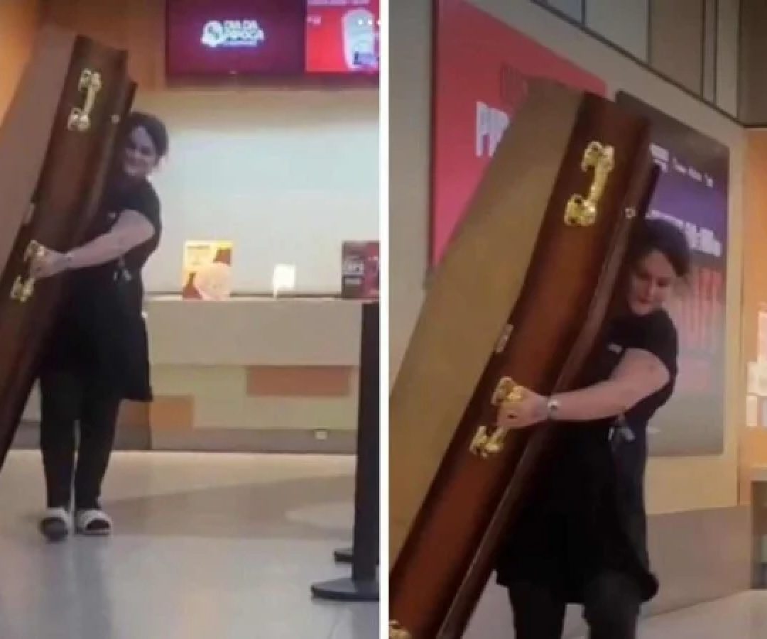 Realizada pela rede de cinemas Cinemark, a campanha vendeu, no último domingo (8/3), o petisco por R$ 19 para recipientes com capacidade de até 10 litros, independentemente do formato escolhido pelo cliente -  (crédito: Redes sociais / reprodução)