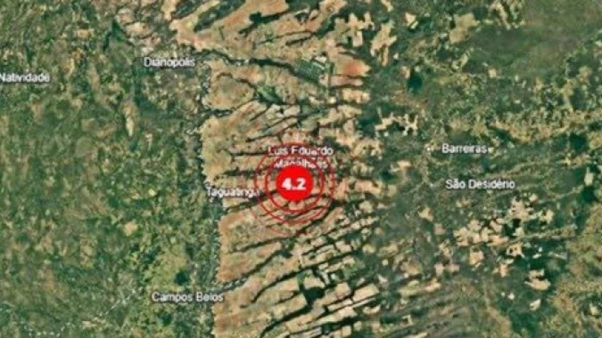 Moradores relatam sensação de vibração em casas e edifícios após tremor de magnitude 4,2 registrado nesta terça-feira no Oeste da Bahia -  (crédito: Rede Sismográfica Brasileira/Divulgação)