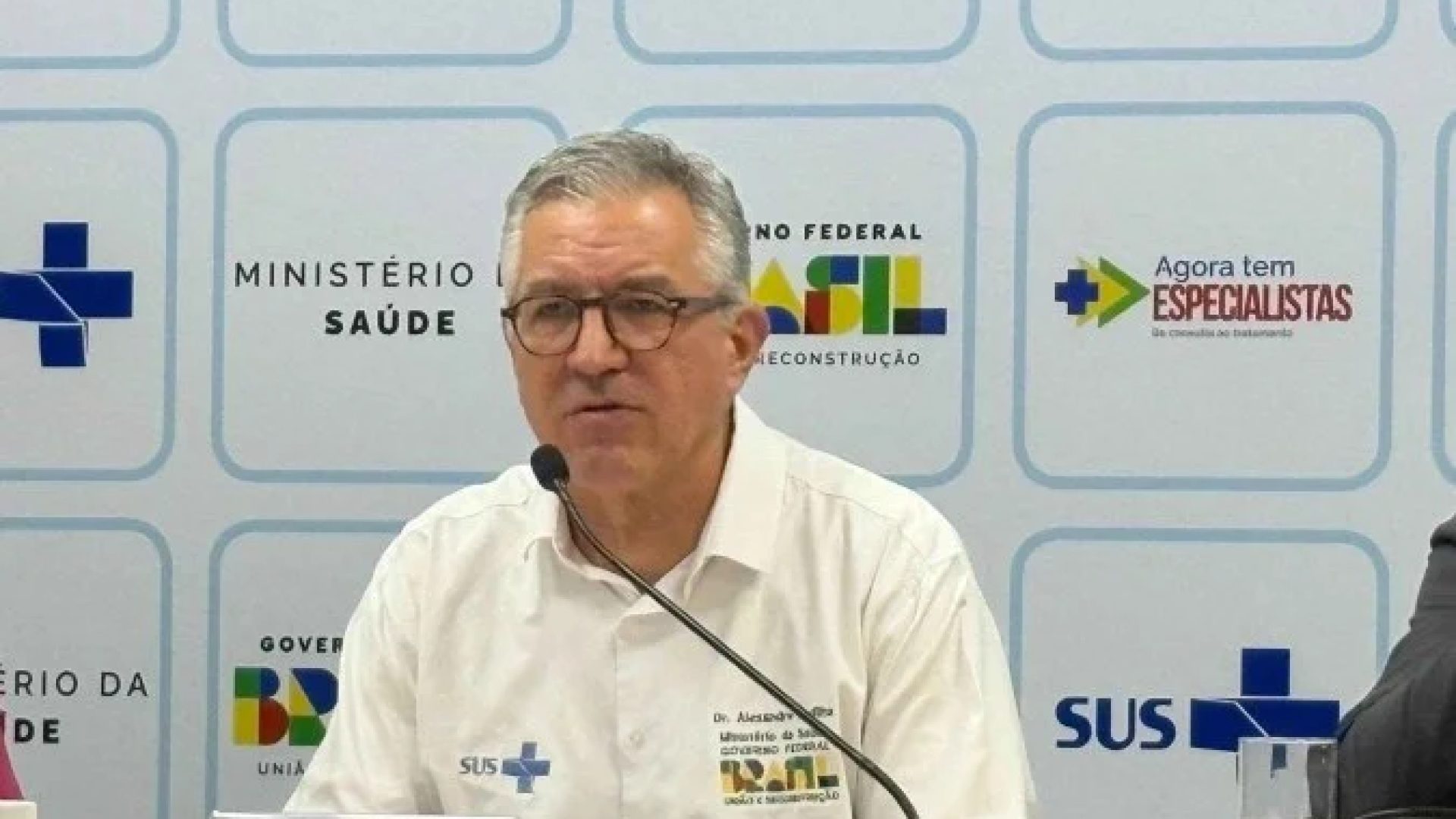 Ministro Alexandre Padilha apresenta a Rede Nacional de Hospitais e Servi&ccedil;os Inteligentes do SUS durante coletiva em Bras&iacute;lia -  (crédito: Rafaela Bomfim/CB/DA.Press )