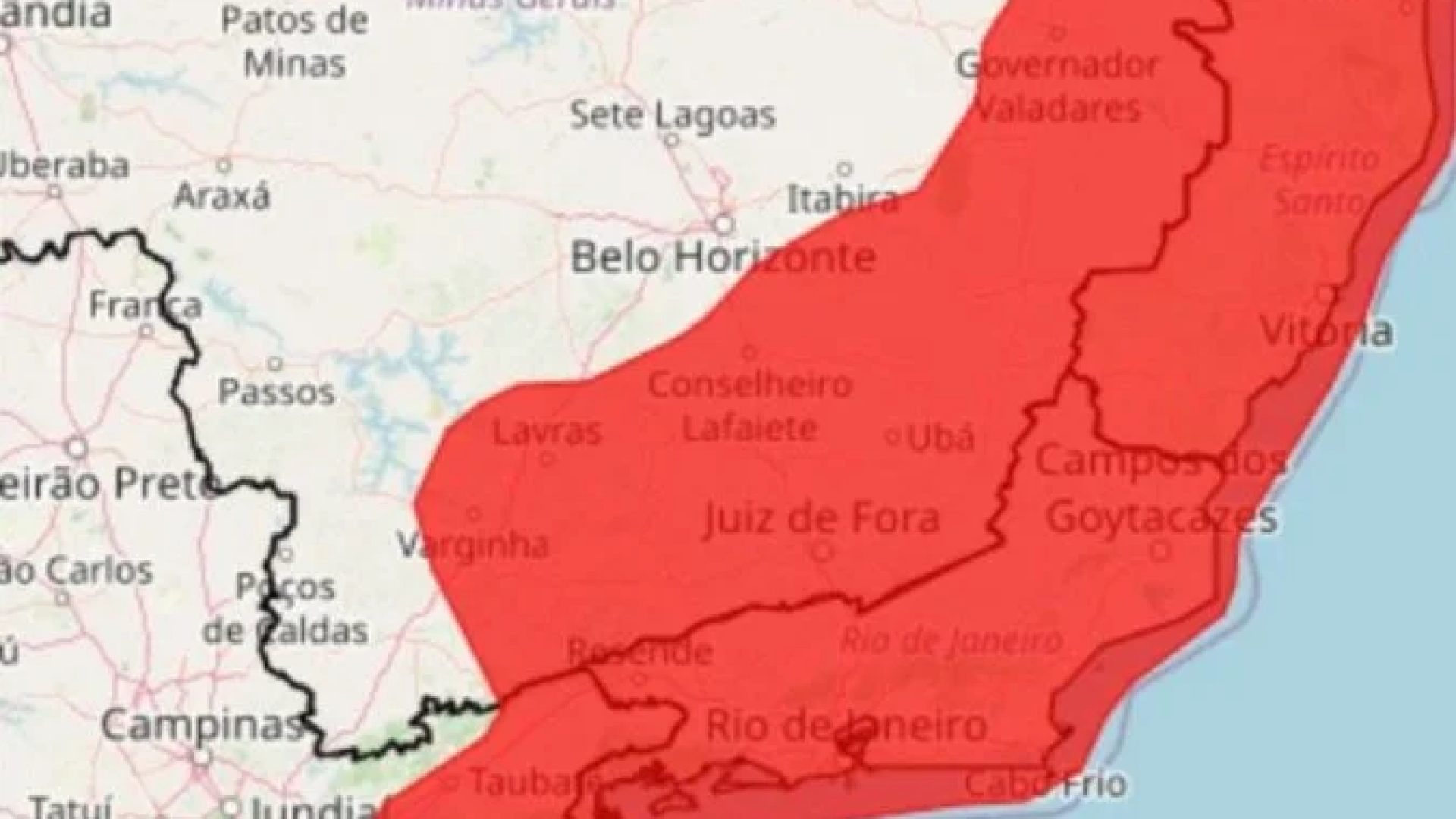 Inmet emitiu aviso de "Grande Perigo" para acumulado de chuva em cidades do Sudeste, do Sul e do Nordeste do pa&iacute;s -  (crédito: Inmet)