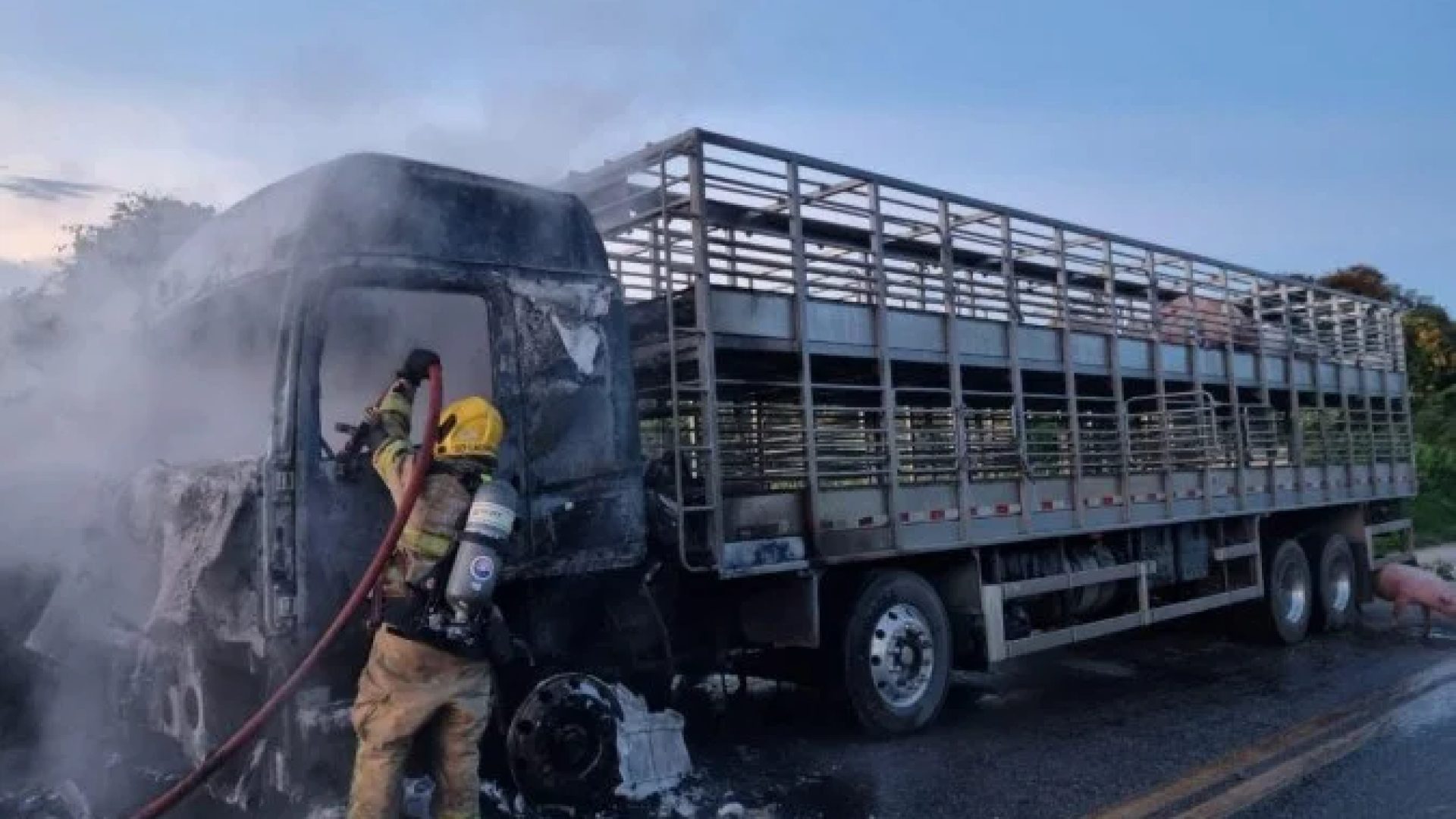 O veículo teve perda total -  (crédito: Corpo de Bombeiros Militar de Minas Gerais/Divulgação)