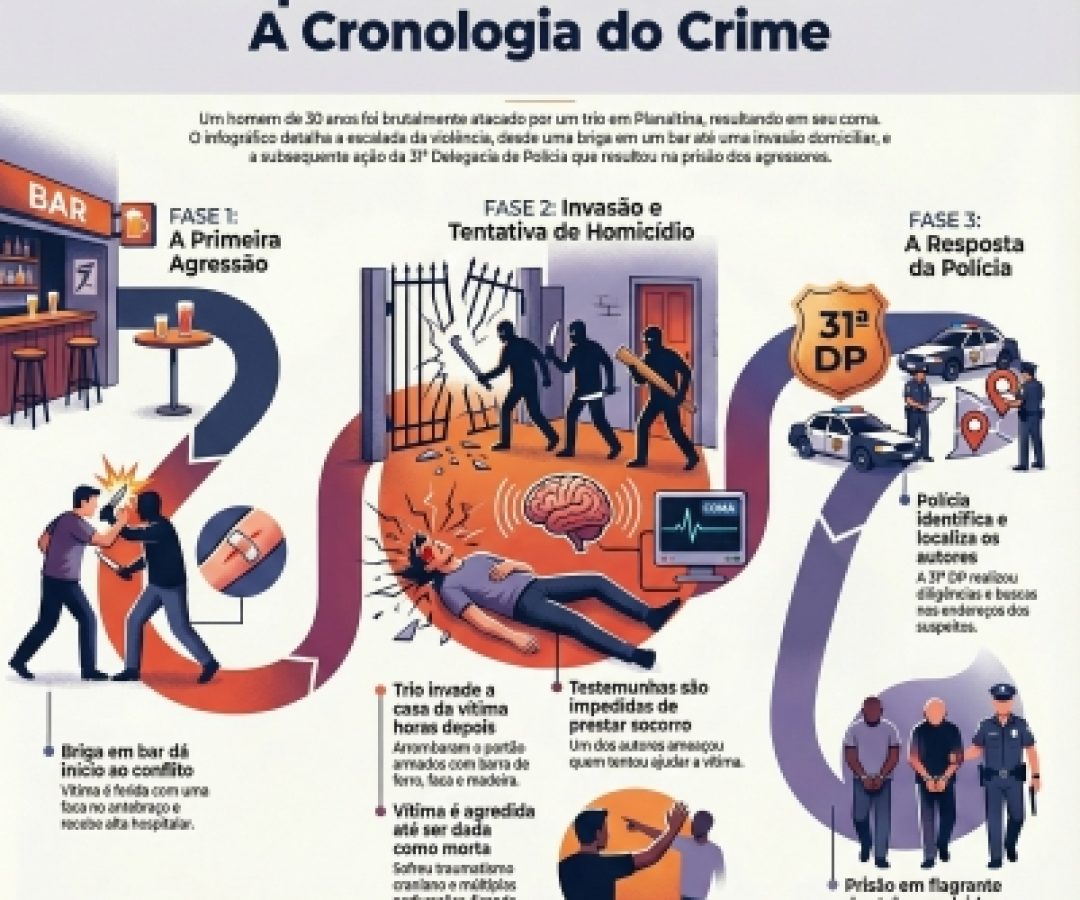 31ª DP prende trio por ataque violento que deixou homem em coma em Planaltina
