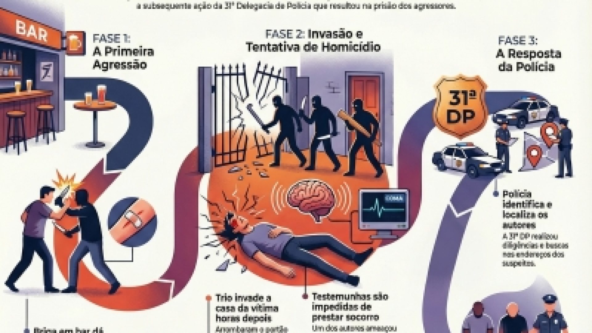 31ª DP prende trio por ataque violento que deixou homem em coma em Planaltina