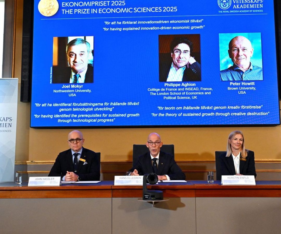 Trio ganha Nobel de Economia de 2025 por trabalho sobre inovação