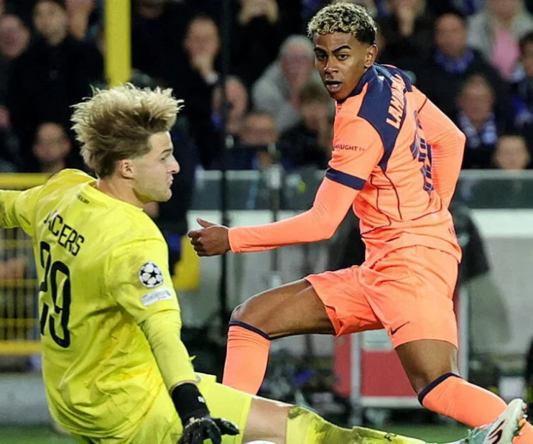 Yamal salva Barcelona de derrota para o Brugge em dia desastroso da defesa catalã