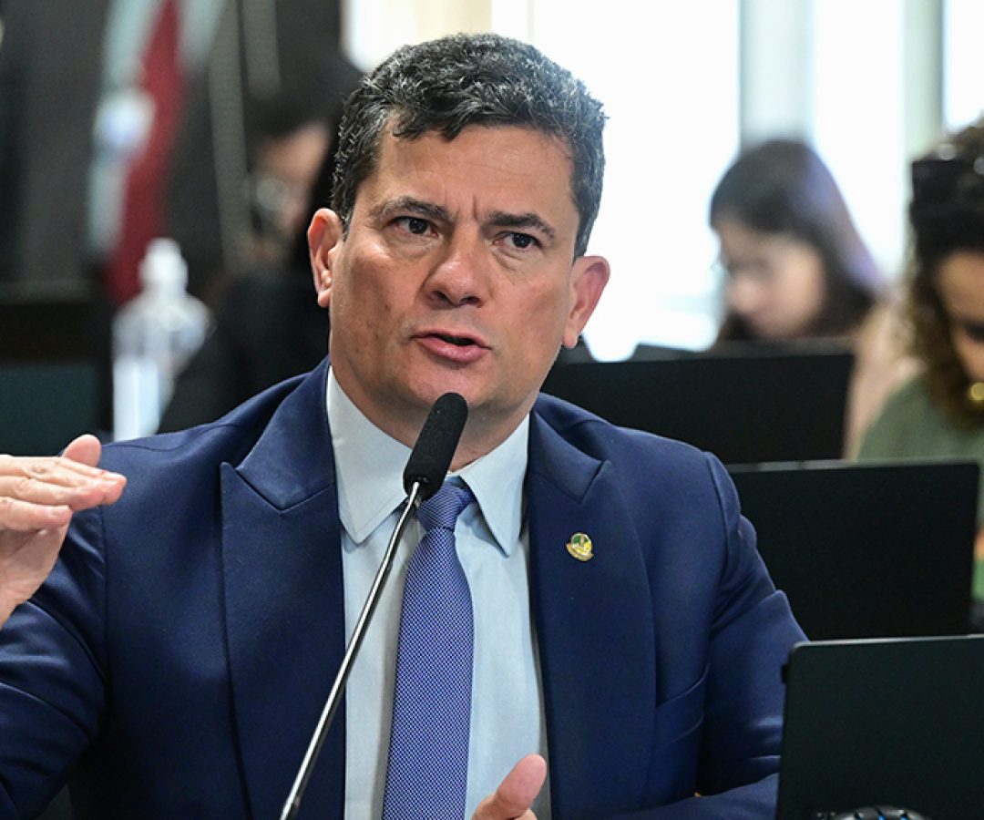 Senador Sergio Moro (União-PR) em pronunciamento à bancada.