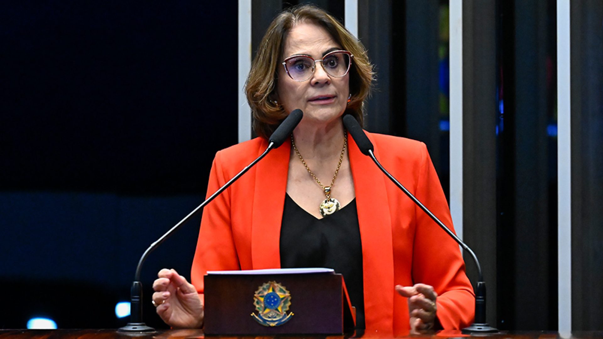 Em discurso, à tribuna, senadora Damares Alves (Republicanos-DF).