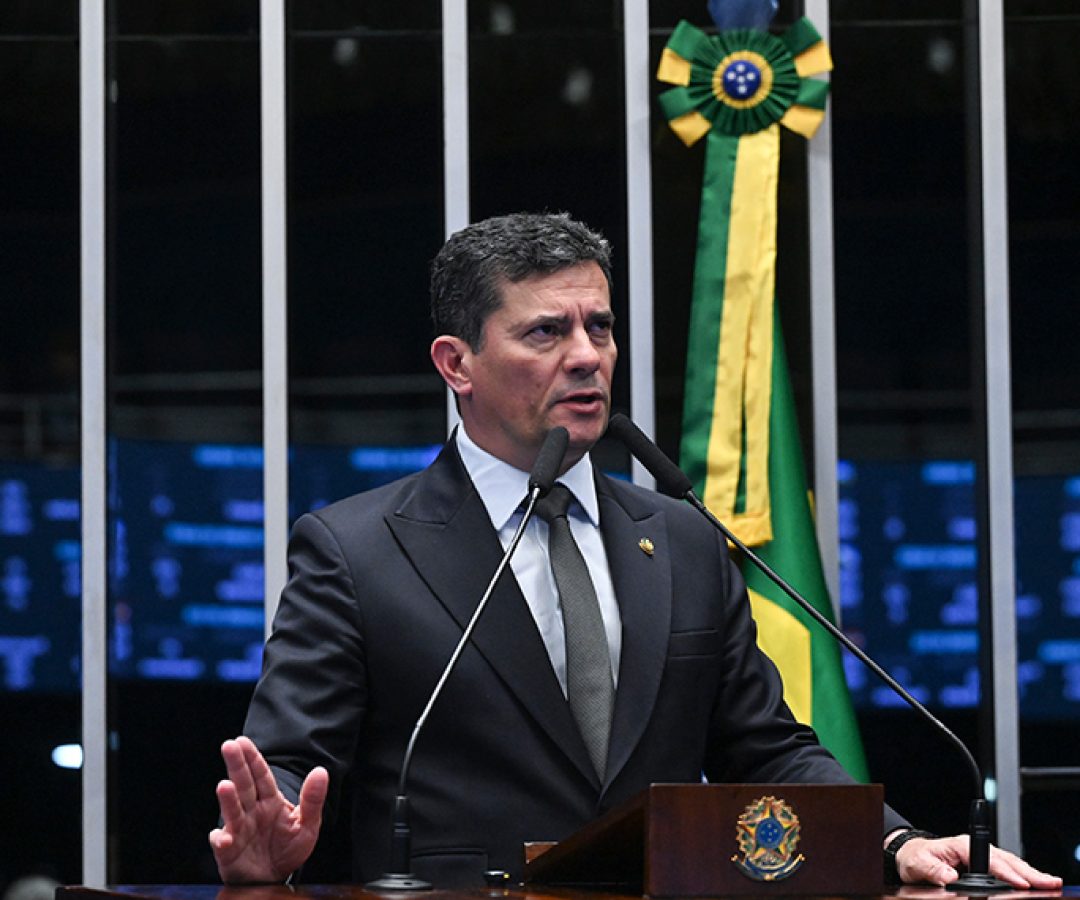 Em discurso, à tribuna, senador Sergio Moro (União-PR).