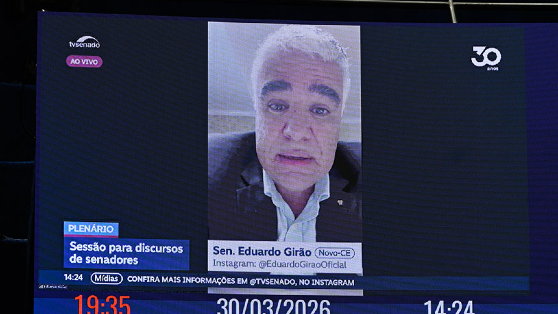 Senador Eduardo Girão (Novo-CE) em pronunciamento via videoconferência.