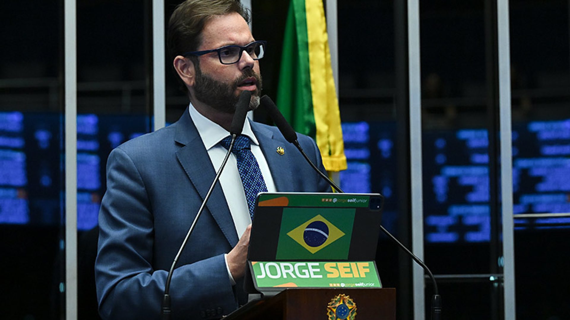 Senador Jorge Seif (PL-SC) em discurso à tribuna.