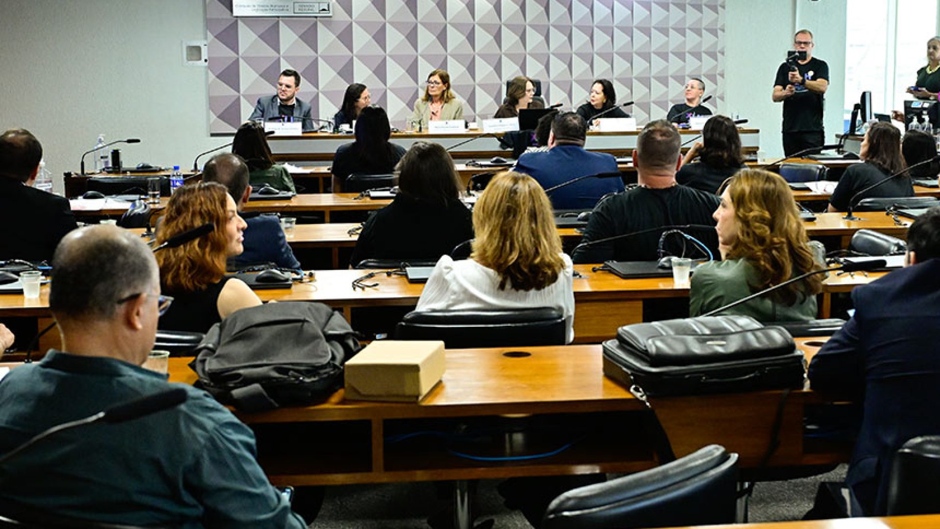 Da bancada, convidados participam da audiência.