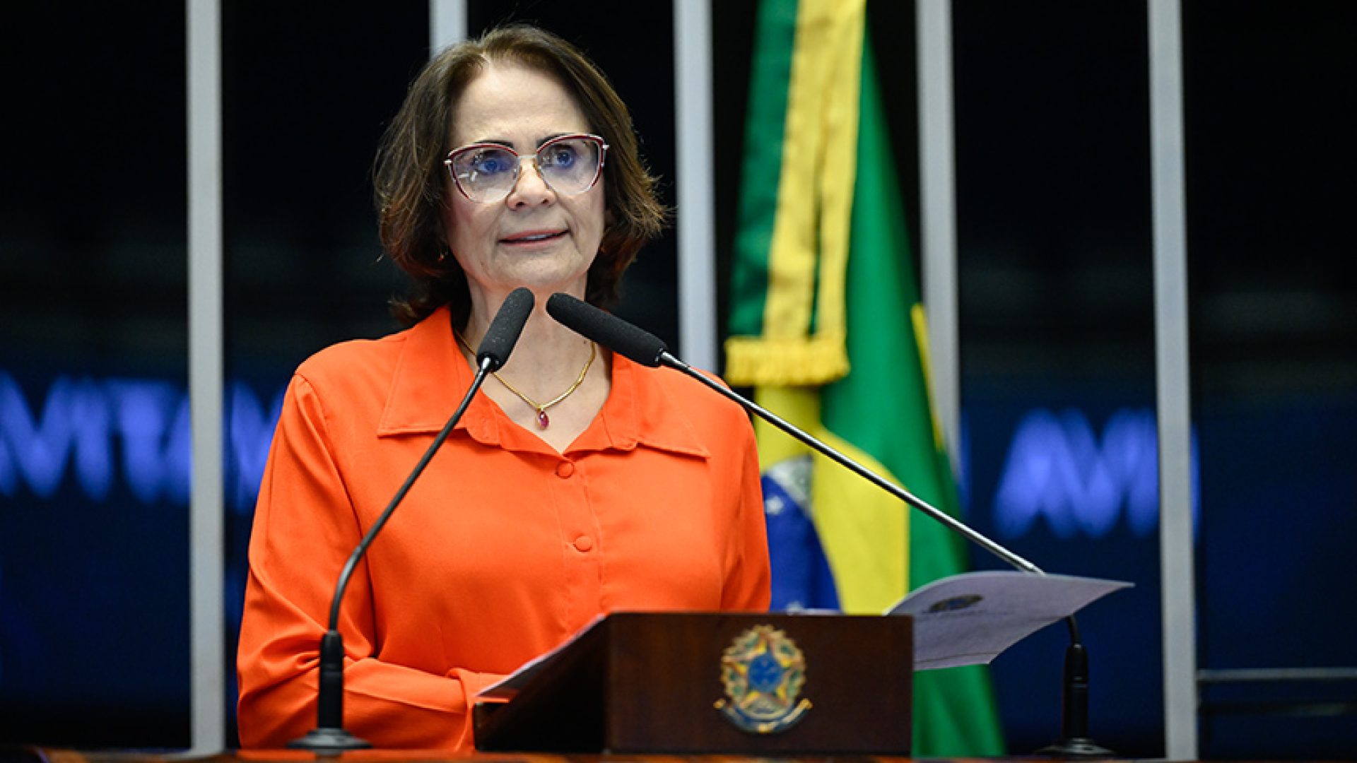 Em discurso, à tribuna, senadora Damares Alves (Republicanos-DF).