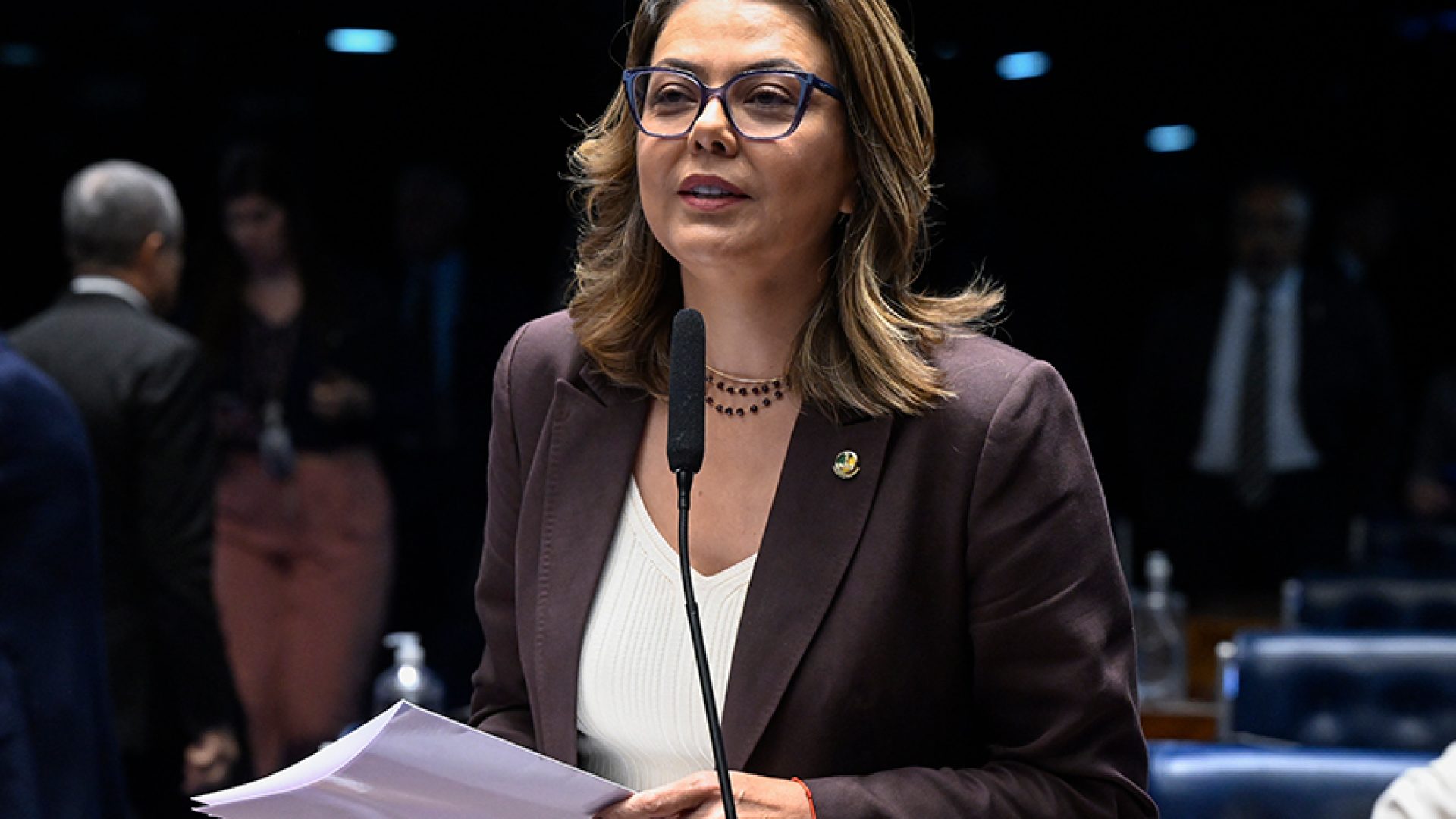 À bancada, em pronunciamento, senadora Leila Barros (PDT-DF).