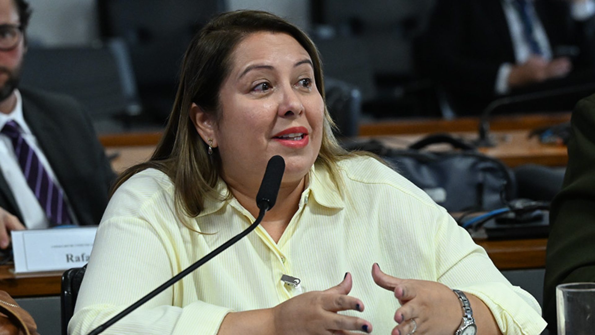 Em pronunciamento, à bancada, conselheira Samira de Castro.