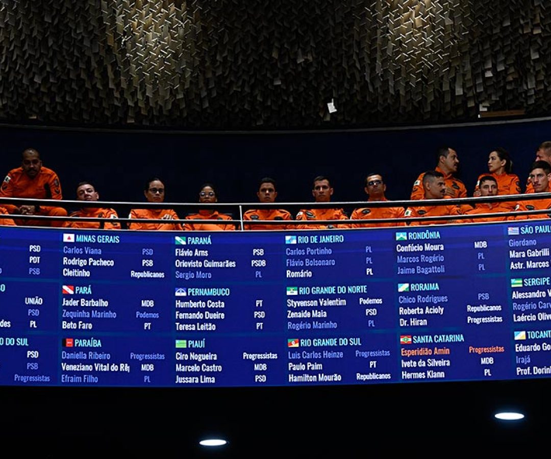 Da galeria, Corpo de Bombeiros Militar do Distrito Federal (CBMDF) acompanha sessão.
