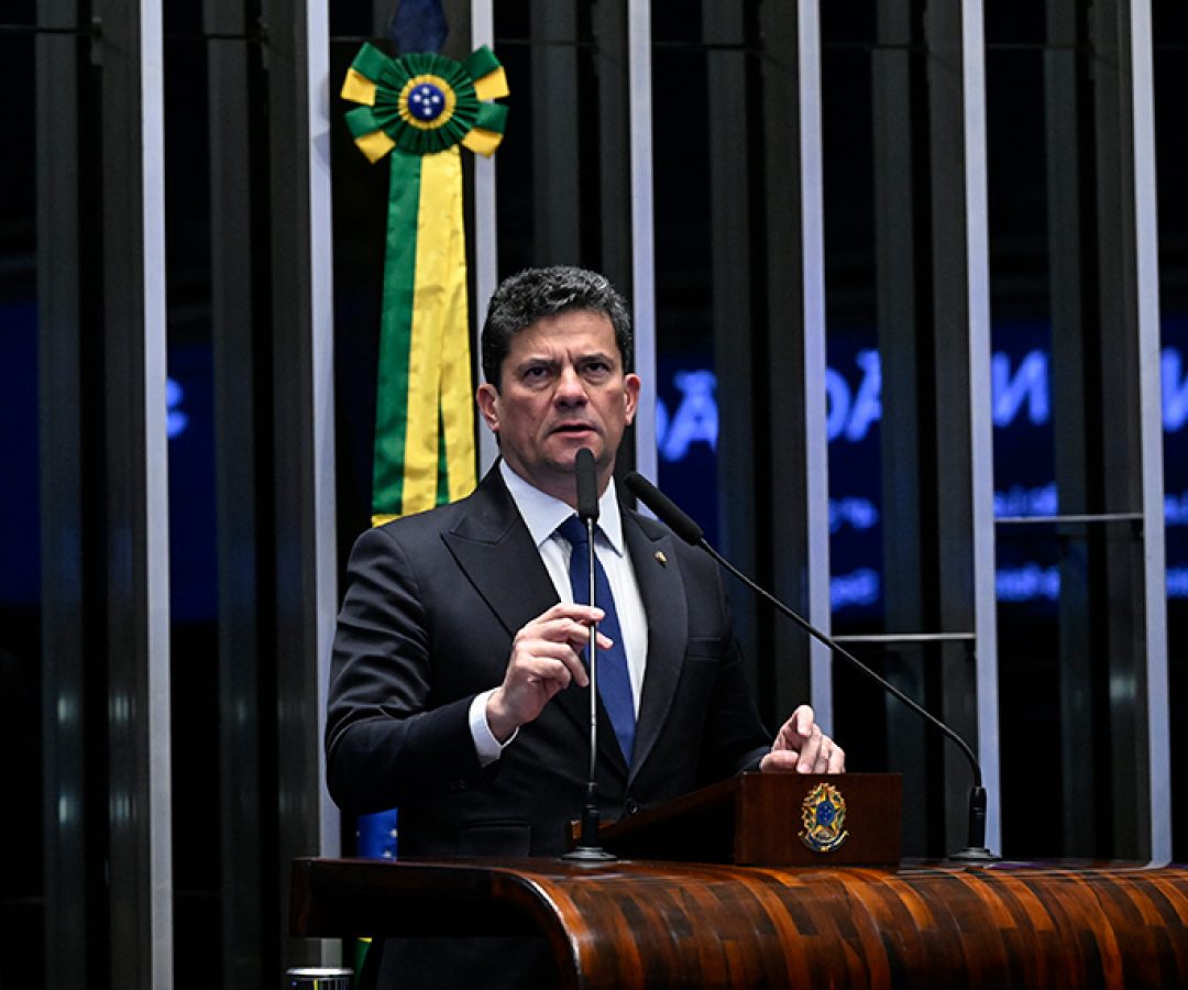 Em discurso, à tribuna, senador Sergio Moro (PL-PR).