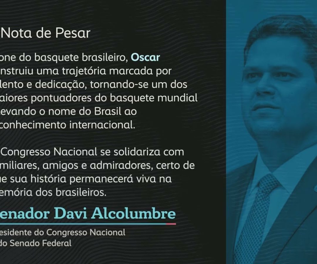 Davi Alcolumbre manifesta pesar pela morte de Oscar Schmidt — Senado Notícias