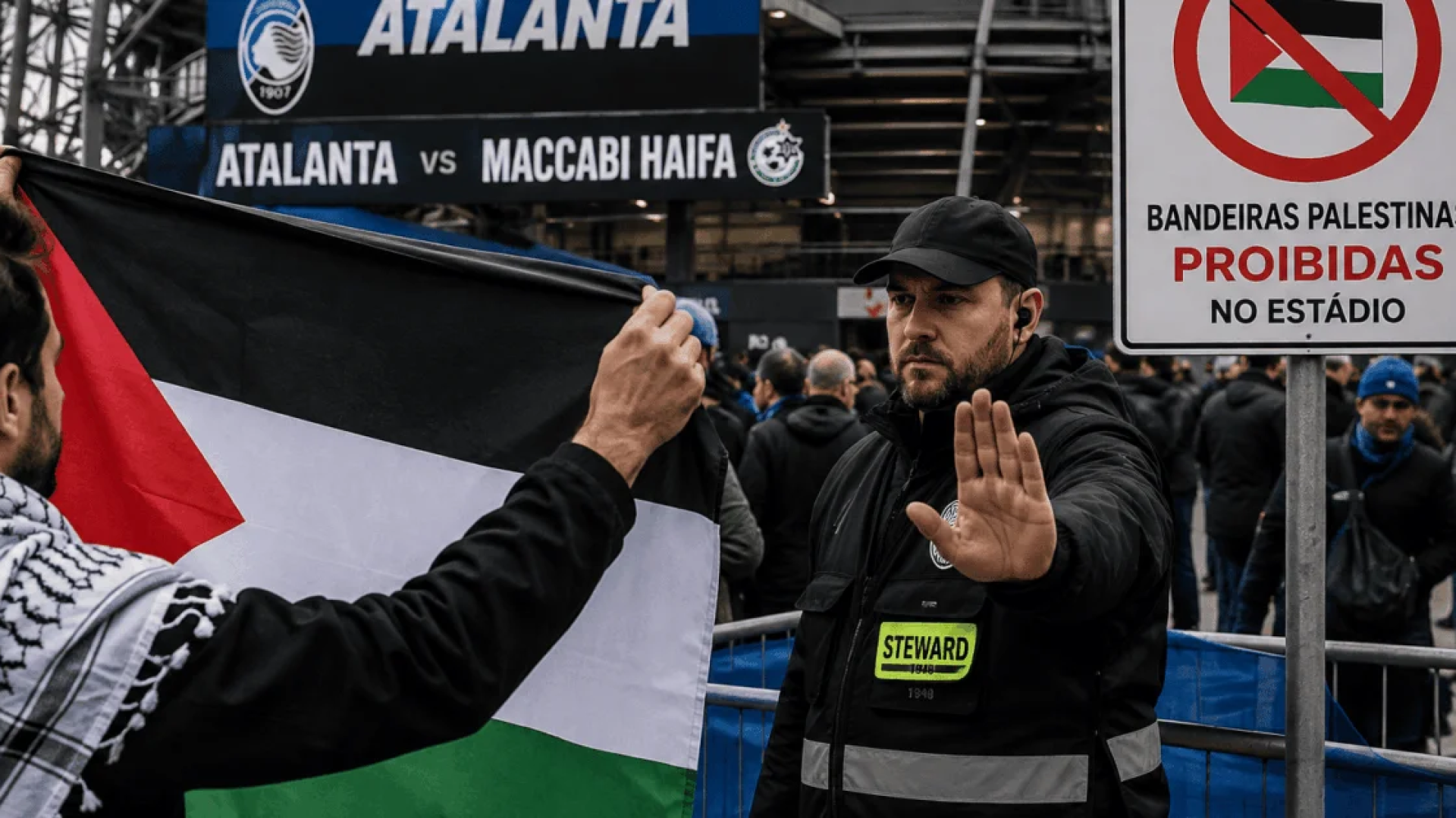 Bandeiras palestinas são proibidas em jogo da Atalanta contra time israelense