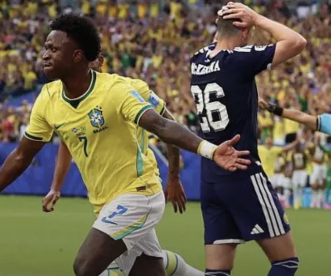 Jornal escocês rende elogios ao Brasil e diz que Vinícius Júnior foi “imarcável”