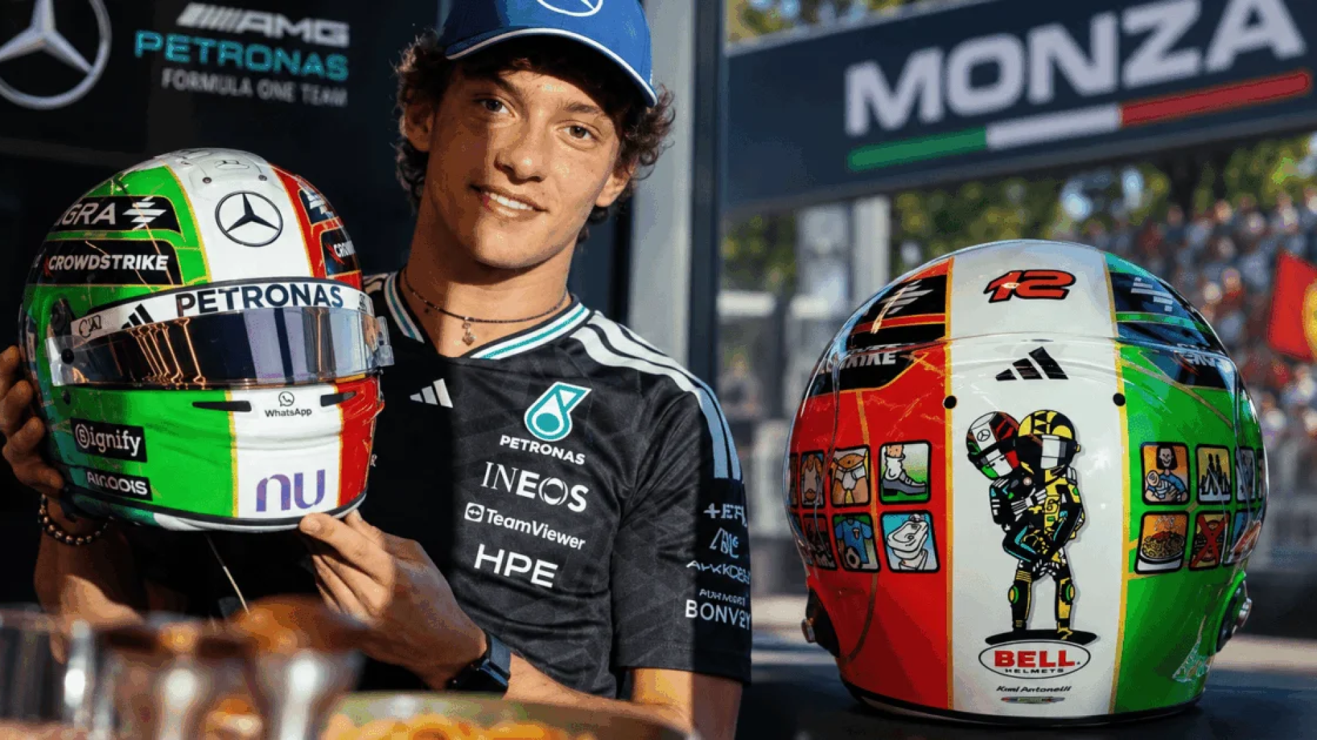 Kimi Antonelli usa capacete especial que celebra a Itália e Rossi