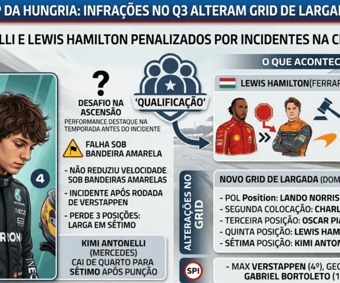 Kimi Antonelli é punido na F1 e perde posições no grid da Hungria