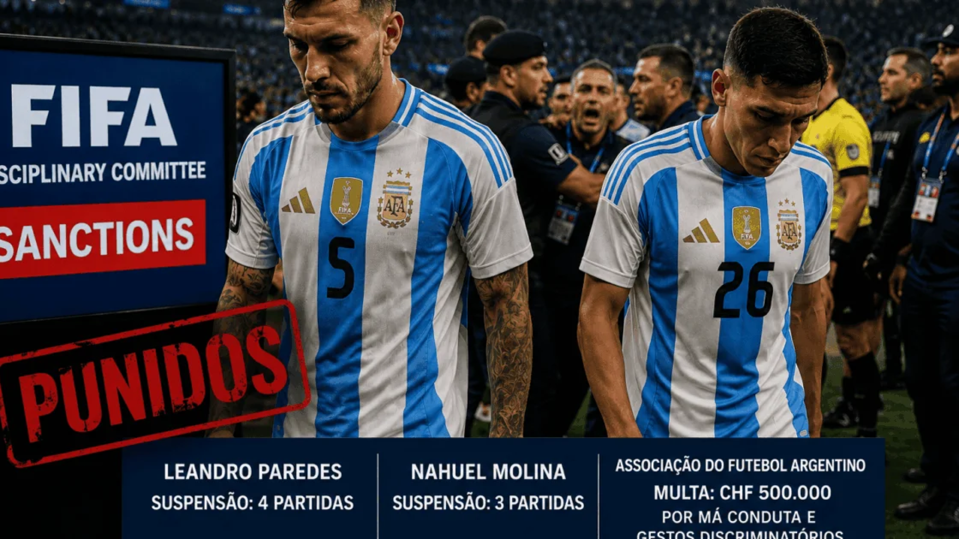 Fifa pune argentinos após confusão em final da Copa de 2026