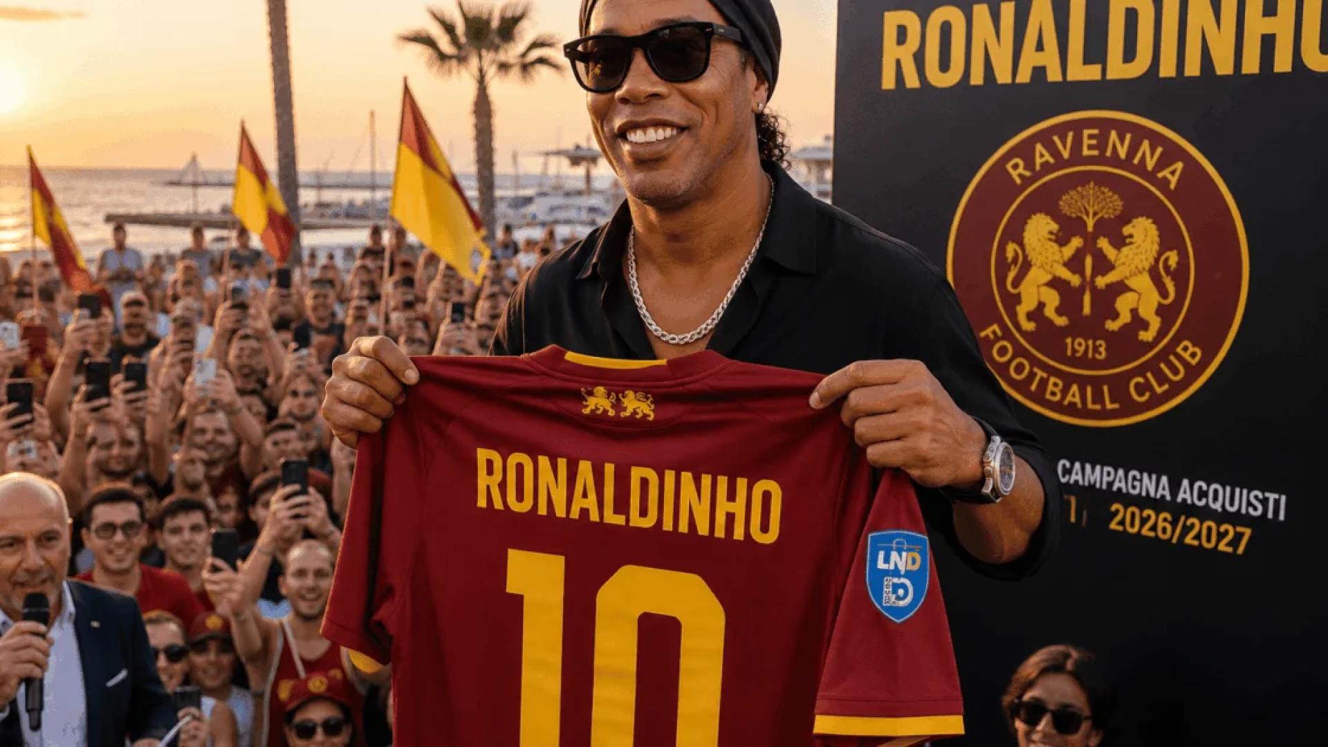Ronaldinho Gaúcho é apresentado pelo Ravenna em “festa na praia”