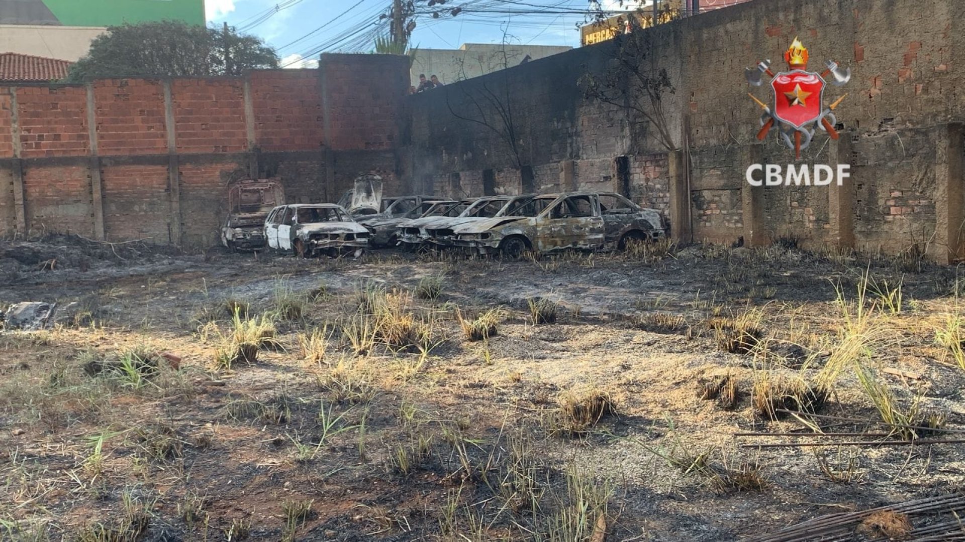 Incêndio em vegetação atinge veículos e mobiliza bombeiros em Vicente Pires