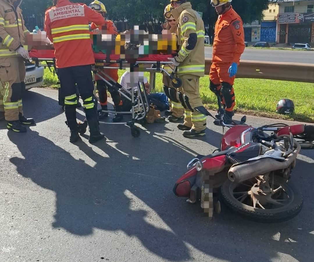 Colisão entre carro, moto e caminhão deixa dois feridos na BR-020