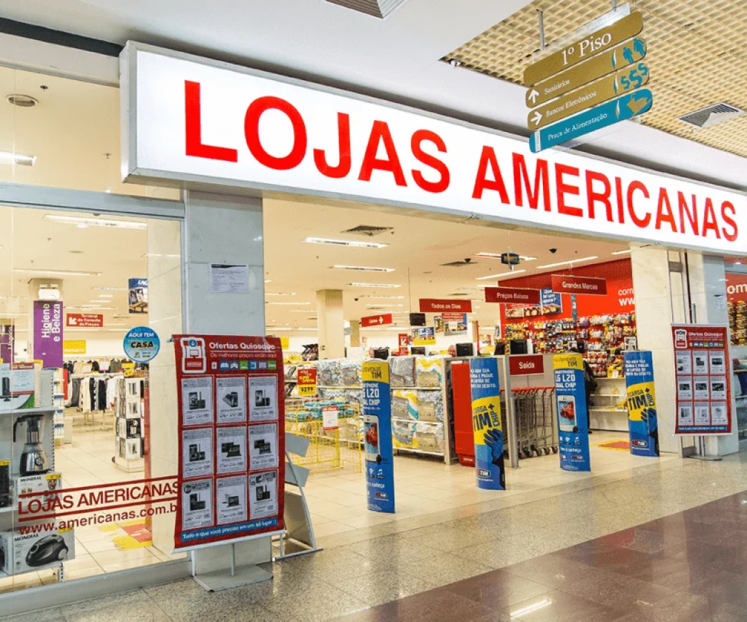 Fachada de uma loja da Americanas.