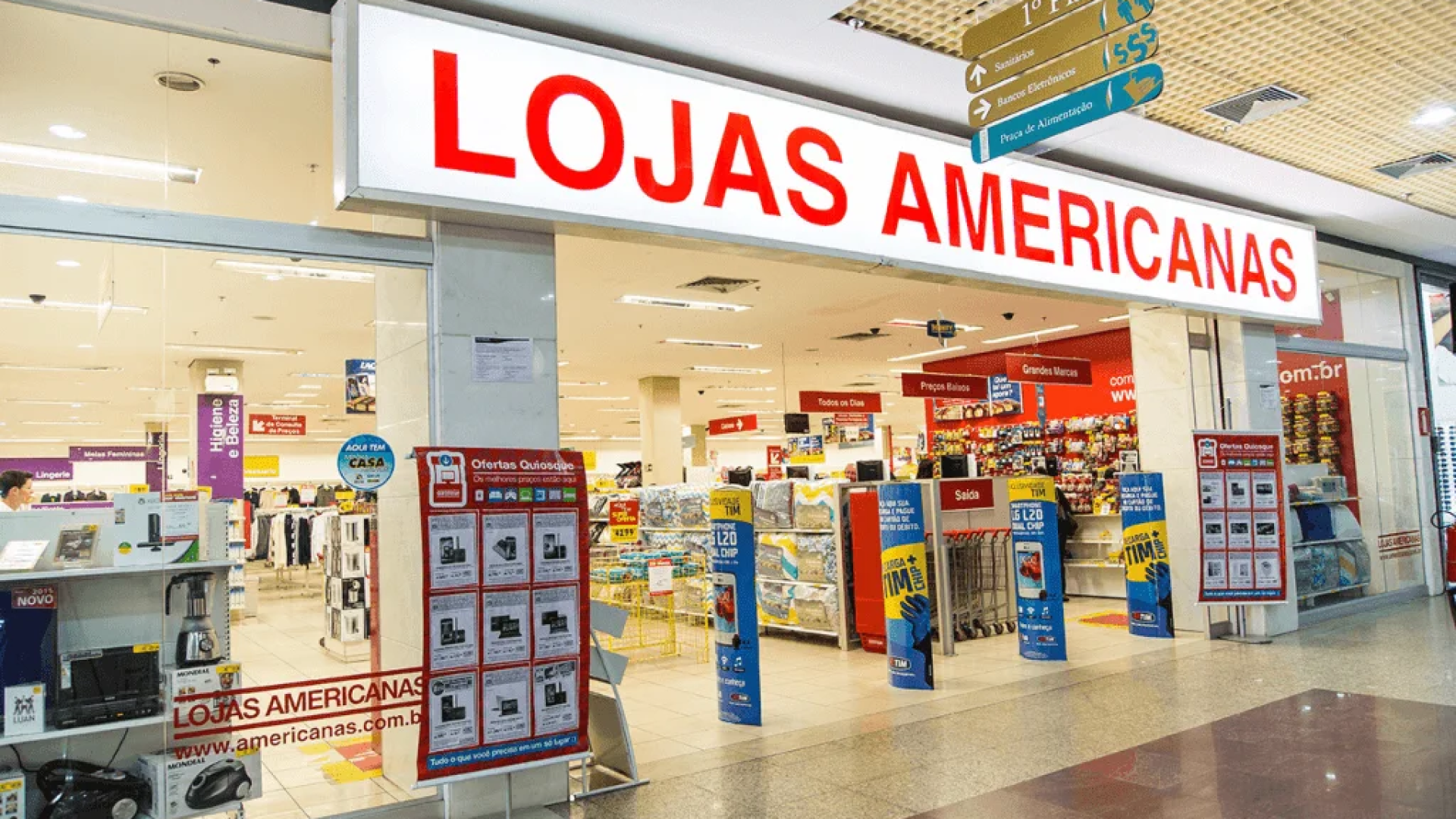 Fachada de uma loja da Americanas.