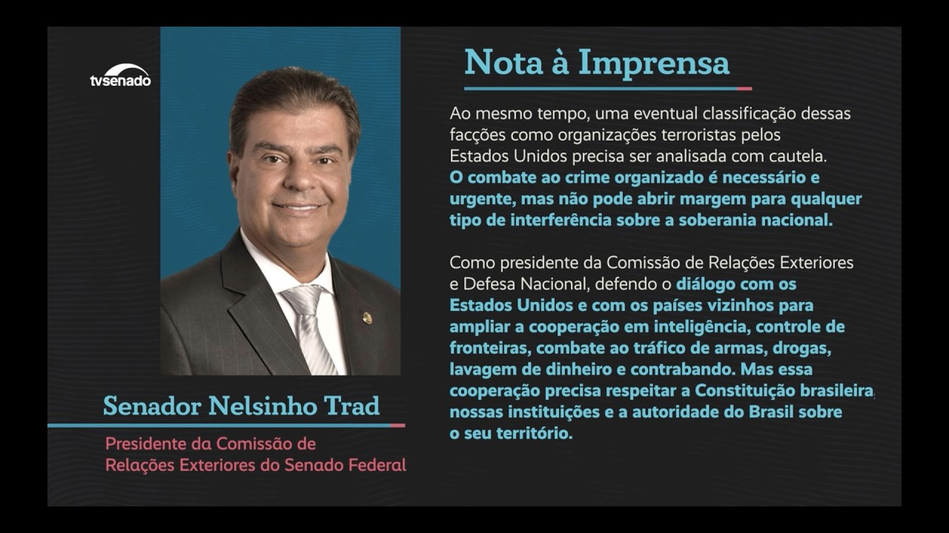 presidente da CRE pede cautela e defende soberania nacional — Senado Notícias