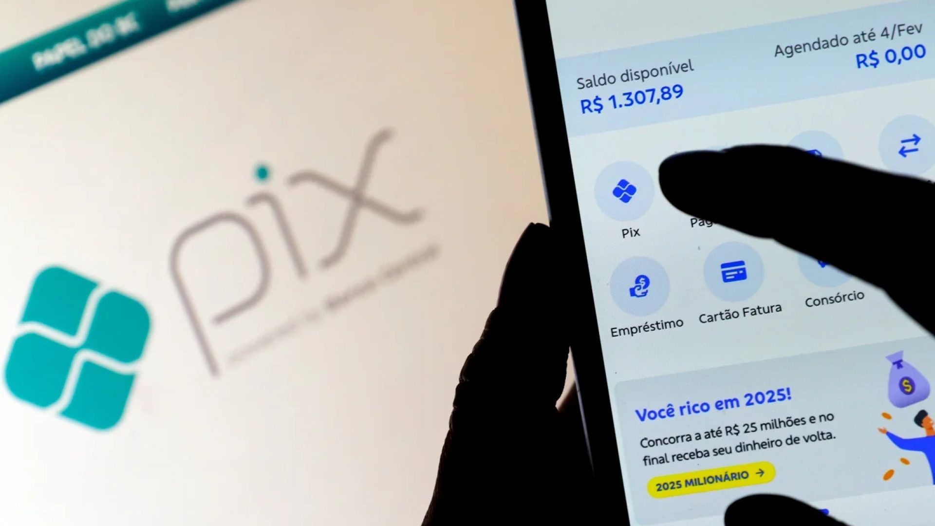 Aplicativo bancário para pagamento financeiro em Pix