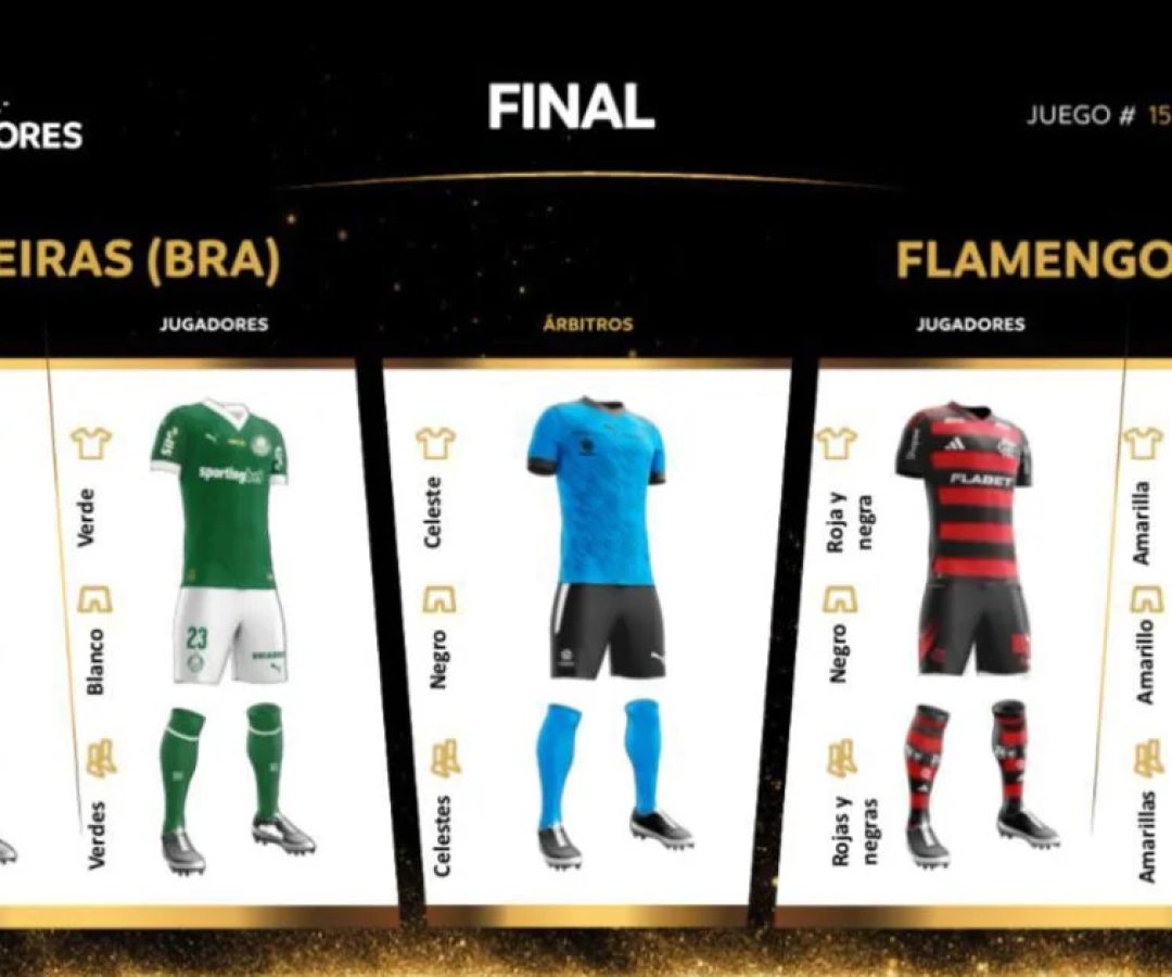 Conmebol define uniformes de Palmeiras e Flamengo para final da Libertadores